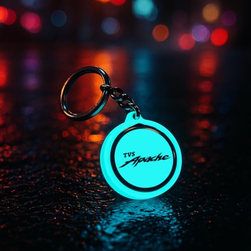 Mi Glow Store Glow in Dark Keychain for Bike Men | Gift for Man | Bike Accessories | Charges in Light Glows in Dark | Key chain for Bike |Compatible with Tvs Apache (Blue)