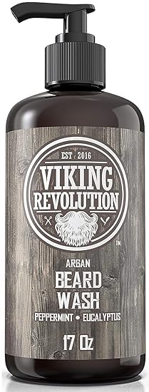 Viking Revolution - Shampoo Barba - Bagnoschiuma Naturale con Olio di Argan & Jojoba - Ammorbidisce e Rafforza - Menta piperita ed Eucalipto - 500 ml