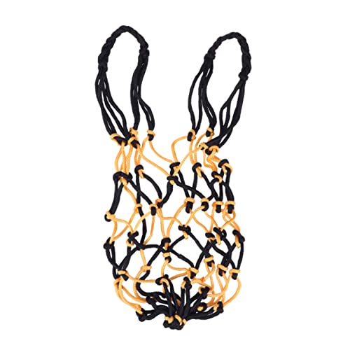POPETPOP Heavy Duty Mesh Net Bag for Basketball and Soccer Durable Drawstring Storage Carrier Yellow and Black Nylon Design for Sports Equipment for Schools