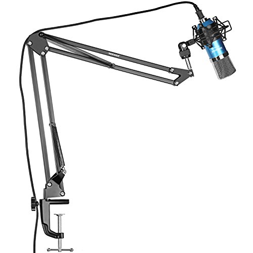Neewer Set di Microfono a Condensatore Professionale da Studio per Registrazioni,con Asta di Sospensione Braccio a Forbici Supporto Anti-vibrazione,Cavo USB/Serratura da Tavolo