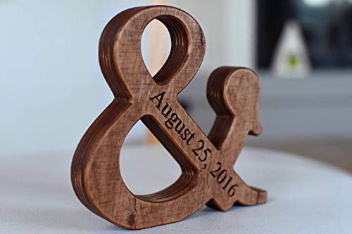 5'' Personalized Wood Ampersand - Free Standing Wooden Letter Ampersand - Valentines Day or Wedding Gift - Home Decor and 5th Wedding Anniversary Gift