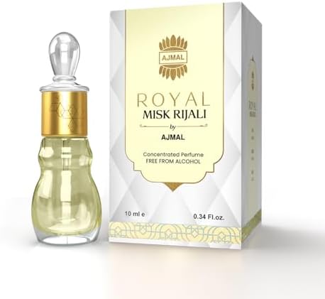 Ajmal Royal Misk Rijali Attar for Men & Women | 10ml Alcohol-Free Concentrated Perfume Oil | Attar Perfume for Men & Women | Woody Musky Oriental Notes | Versatile Office/Work Unisex Cologne