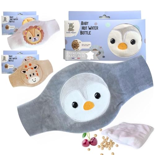 Hello Hippo - Bouillotte Noyaux de Cerise Bébé - Ceinture Chauffante Sèche Anti-Colique pour Nourrisson, Micro-Ondes ou Four,...