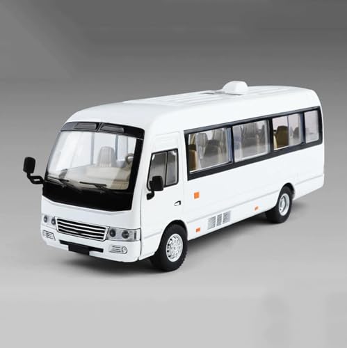 1/24スケール バスモデル、トヨタ・コースター対応、クリスマスや誕生日のプレゼントに最適なコーチ風合金ダイキャストモデル（20.5 × 6 × 8cm） (White)