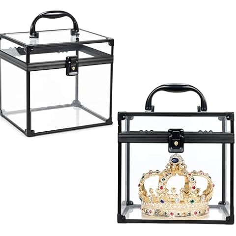 Clear Makeup Case Crown Box Toiletry Organizer Case Transparent Train Case with Latches Travel Artists Display Case for Vanity Bathroom Counter Dresser Makeup Tools Box Cover