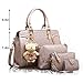 YOUNXSL Women's Fashion Handbags Tote Bags Shoulder Bag Top Handle Satchel Purse Set 4pcs Grey