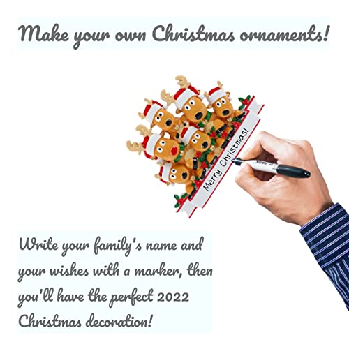 Christmas Ornaments, 2022 Diy Family Christmas Ornaments Personalized, Family Of 2,3,4,5,6 Custom Name Holiday Ornament Decorations Xmas Tree Hanging Pendant Customized Gifts (Reindeer Family Of 6) #TOP2