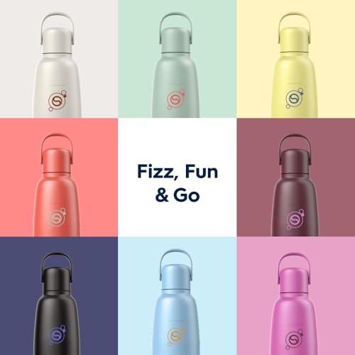 sodastream 0,9L Fizz&go COOL Edelstahlflasche - Kompatibel mit DUO, E-DUO, TERRA, ENSO, ART, GAIA Wassersprudler, doppelwandige isoliert, hält bis zu 12H warm & kalt, Farbe: Storm Blue, 1er-Pack