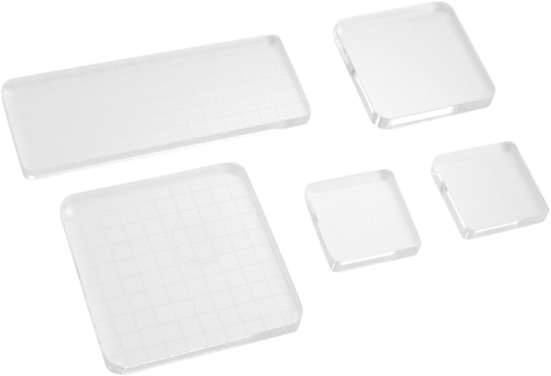 5pcs Acrylic Stamp Block Set with Grid Lines for Cards and Crafts