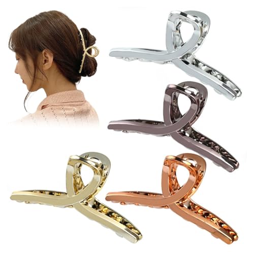 Pince à cheveux vintage en métal : lot de 4 barrettes robustes et élégantes