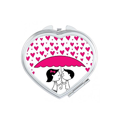 Miroir de poche de couple romantique rose portable petit format pliable