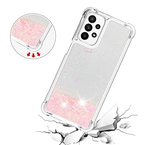 Transparent Liquid Case für Galaxy A23 4G, Gel Silicone Phone Case Glitter Floating Liquid Cover Ultra Slim Bumper Case Sparkly Back Case Resistant Hard Compatible with Samsung Galaxy A23 4G 5G