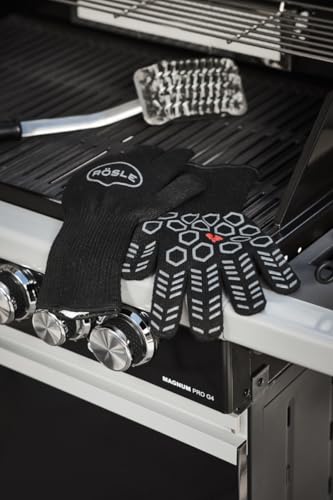 RÖSLE Premium-Grillhandschuhe, Hochwertige Handschuhe zum Schutz vor Verbrennungen, atmungsaktiv und temperaturbeständig bis 350°C, Meta-Aramid, Baumwoll-Innenfutter
