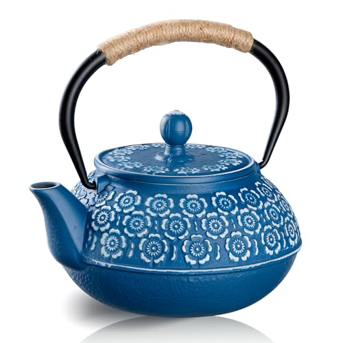 PluieSoleil Traditional Japanese Tetsubin Tea Kettle 900ml, Cast Iron Loose Leaf Teapot with Infuser, Stovetop Heat-Resistant Teapot with Removable Strainer