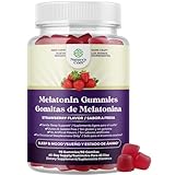 Melatonina Natural 5mg – Gomitas de Melatonina Libre de Gelatina de 5 mg Suplemento para el Sueño para Adultos – Gomitas para el sueño de Fresa para Adultos Se Duermen más Rápido con Sabores Naturales