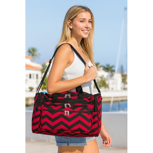 Image of World Traveler 81T16-165B /F Duffle Bag, One Size, Fuchsia Black Chevron
