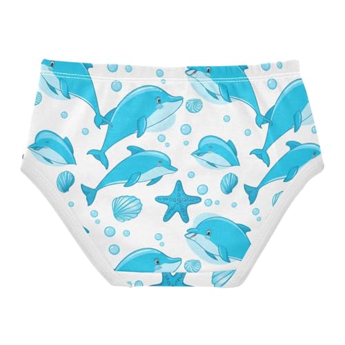 Cotton Toddler Girls Underwear Playful Blue Dolphins White Cute Panties Girl Bright Briefs Girls Undies 2t2