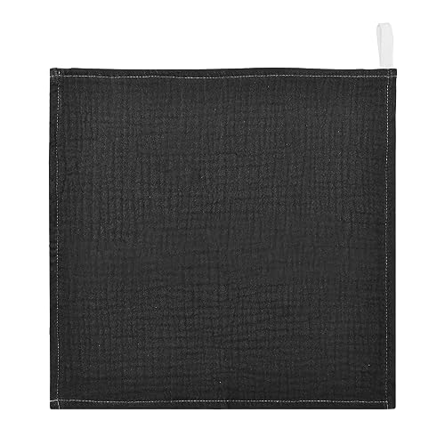 Image of YETTASBIN Solid Black Muslin Baby Hand Washcloths, Soft Cotton Bath Face Towel, 4 Layers Extra Absorbent Feeding Burp Cloth for Newborn Infant Sensitive Skin, 5 Pack