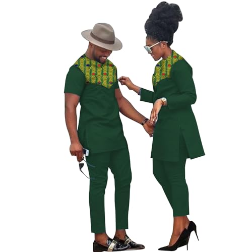 MaxPick African Coupleswear Women's Ankara Printed Top and Trousers Set
