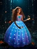 UPORPOR Light Up Dress Princess Costume Girls Halloween Outfit for Toddler Christmas Dress for Teens Kids Birthday Party Carnival, 130