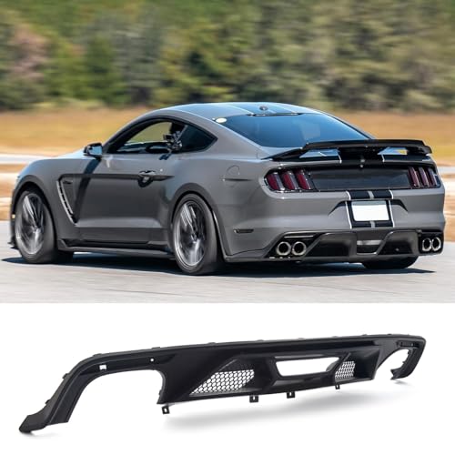 AUTRAGO Rear Diffuser for 2015-2017 Ford Mustang GT350 GT500 Style Dual/Quad Exhaust, Matt Black