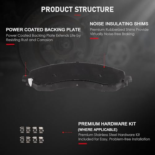 Image of cciyu D2223 Brake Pads w /Hardware Front Disc Brake Pad Set