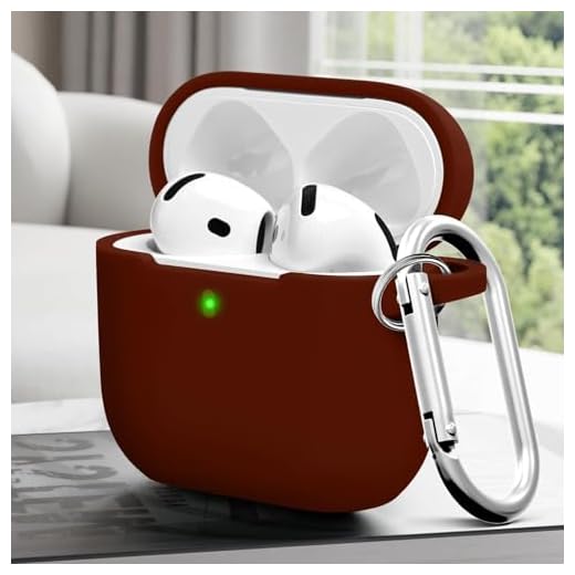 for Airpods 4th Case Cover, Soft Skin Silicone Case Cover with Keychain, Full Protective Case for Men and Women, Compatible with AirPods 4th Generation Case(Wine Red)