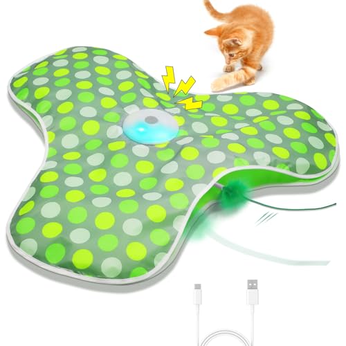Umosis Interactive Cat Toys Rechargeable,Moving Concealed Feathers,Real Mouse Squeaky,Touch Activated Cat Kitten Toy Cat Exercise Toys For Indoor Bored Adult Cats cover