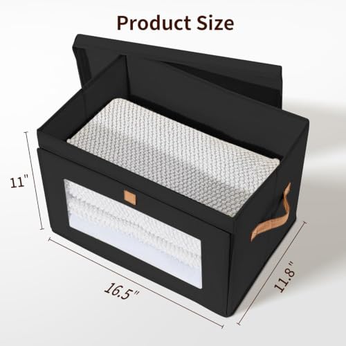 Image of DIMJ Storage Bins with Lids - 5 Pack Large Fabric Closet Organizer with Window & Handles, Collapsible Decorative Storage Boxes for Shelves Under Bed, Books Clothes Blankets Sweaters Organization