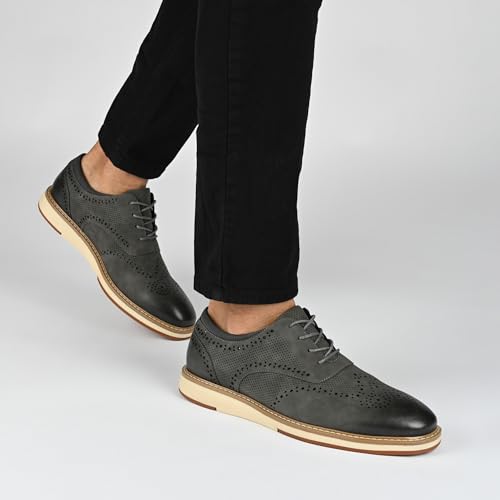 Image of Vance Mens Patrick Lace-up Hybrid Perforated Oxford Medallion Toe Tru Comfort Foam Casual Dress Shoe
