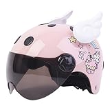 QJWM Retro Motorrad Halbhelm Kinderhelm Motorrad Roller ATV UTV Skateboard Straßenhelm für Mädchen Jungen Kinderhelm für Cruiser Moped Chopper Jet F,48~55CM