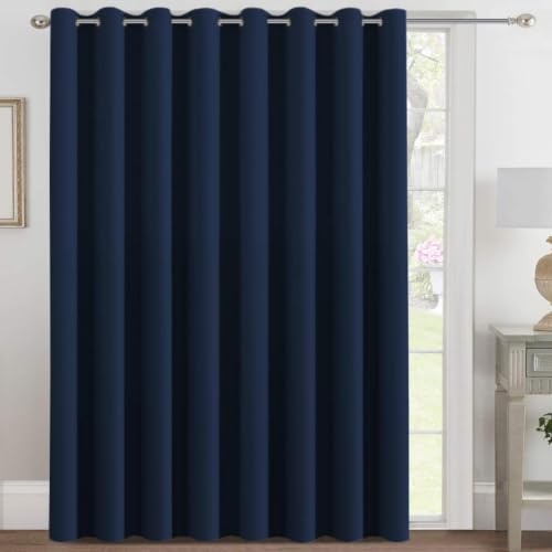 Image of H.VERSAILTEX Blackout Patio Curtains 100 x 90 Inches for Sliding Door Extral Wide Blackout Curtain Panels Thermal Insulated Room Divider - Grommet Top, 7.5' Tall by 8.3' Wide - Navy Blue