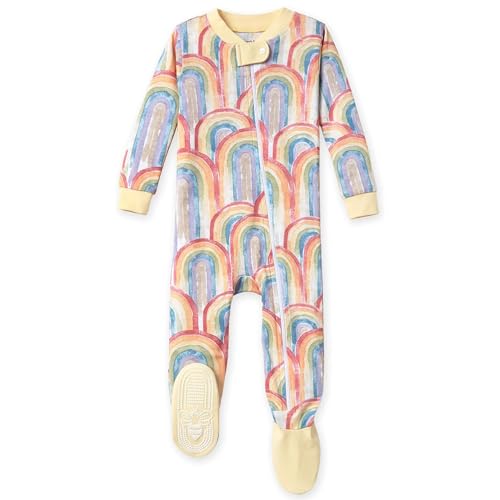 Image of Burt's Bees Baby Baby Girls Sleeper Pajamas, 100% Organic Cotton, One-piece PJs, Diagonal Zip Up Jumpsuit, Snug Fit Footie