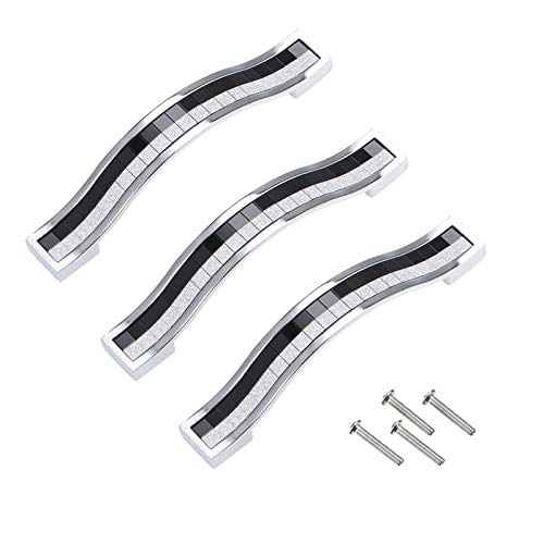 10 Stück Möbelgriffe mit Kristall Diamant Küchengriffe Edelstahl Griffe Schrankgriffe Handgriff Zinklegierung Küchenschränke Lochabstand (160mm,Schwarz-Silber) Cover