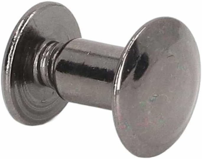 90 Sets Book Binding Screw Uniform Coating Curved Surfaces Electroplating Treatment Metal Nail Rivet Studs for DIY Leather Brass - (Stem Length: Silver Black)