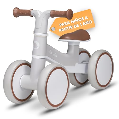 lionelo VILLY Bicicleta de Equilibrio Ligera, Correpasillos para bebés 4 Ruedas de 1 a 3 años (hasta 30 kg), Amortiguación Delantera, Asiento ergonómico, Regalo para niñas y niños (Beige)