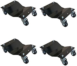 MTB 4 Pack Black 12x16 Inch Heavy Duty Wheel Dolly Car Tire Stakes Set 6800lbs Total Capacity for Tow or Vehicle Storage Furniture Movers