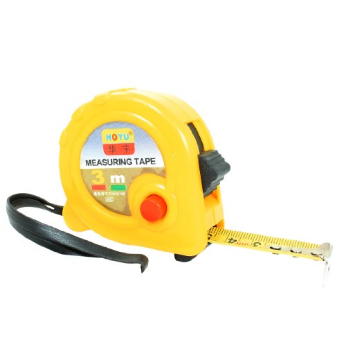 Aexit Yellow Ruler Tools & Home Improvement Tape 1.8cm Tape Width Measuring Tool 3 Meters 10 Feet Tape Measures w Strap