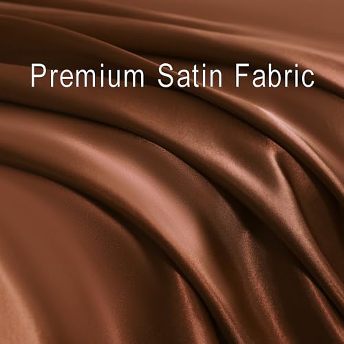 NTBAY Twin XL Satin Sheet Set, 3 Piece, Brown - image 7