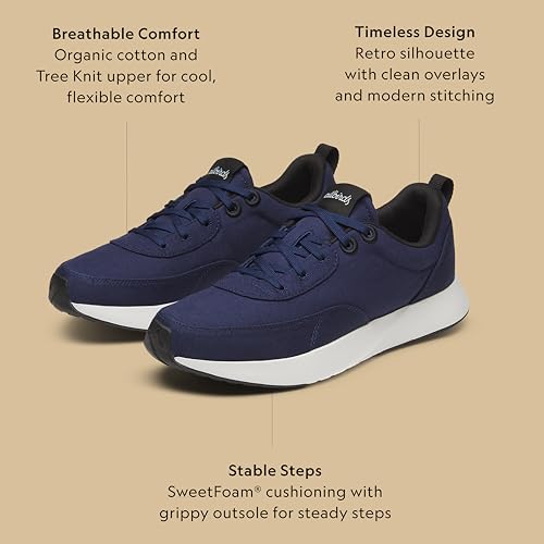 Allbirds Allbirds Women’s Courier, Lightweight Retro-Inspired Everyday Sneaker - Deep Navy (Natural White Sole) - 10 Medium
