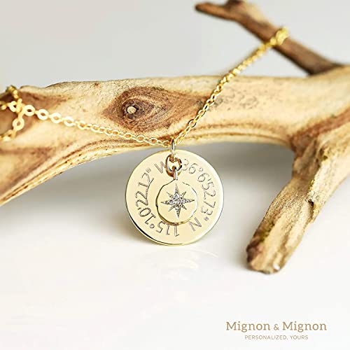 MignonandMignon Custom Coordinates Necklace, Personalized North Star Pendant, Compass Latitude Longitude Jewelry, Graduation, Gifts for Mom or Her – LCN-DC3