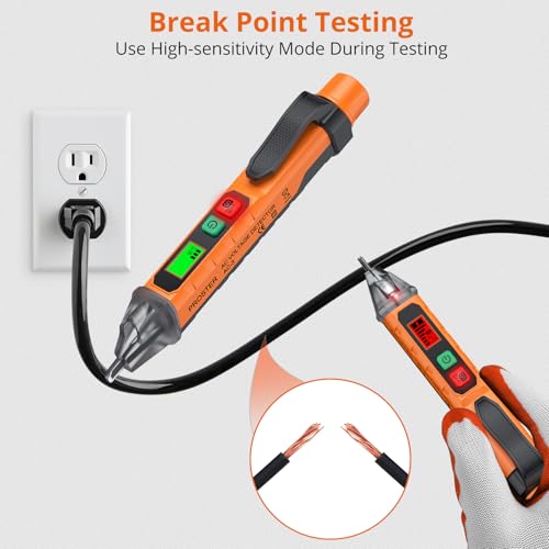Image of Proster Non Contact Voltage Tester Pen - Adjustable AC Voltage Detector, Electric Volt Pen Tester Pen 12-1000V /48-1000V with LED Flashlight