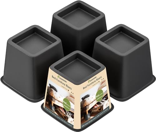 OXENDURE Elevador de muebles de cama de 3 pulgadas, versátil elevador de cama y muebles, resistente, soporta 550 libras cada elevador, juego de 4, color negro