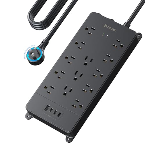 Image of TROND 360 Rotating Surge Protector Power Strip 15ft, ETL Listed, 4000J