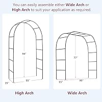 Garden Arch, Outdoor Flower Garden Arch Trellis, Sturdy Steel Arbor for Climbing Plants, Wedding Decoration, 7'8" H x 4'5" W, Dark Green — image 4