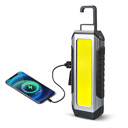 Job Site Lightingwork Light, Rechargeable Led Work Light 1200 Lumens, Portable Magnetic Work Light 7 Modes, With Magnetic Base And Hook Mechanic Light For Under Hood/Car Repairing/Inspection/Camping #TOP2