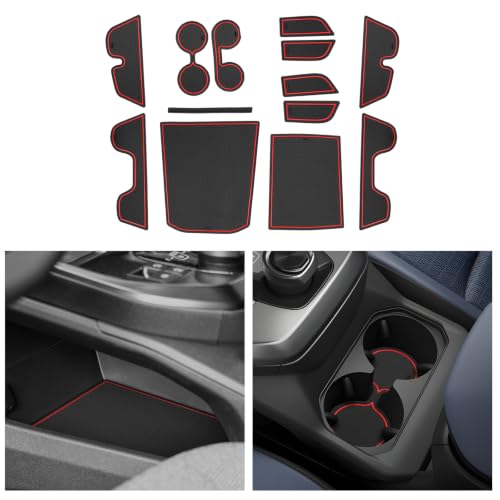 Image of CDEFG 13Pcs for 2026 Toyota Bz bZ4x Door Slot Mats Interior Inserts | for 2026 Toyota Bz bZ4x (XLE /XLE Plus /Limited) Accessories Door Slot Coverage Console Insert Pocket Rubber Set, Red