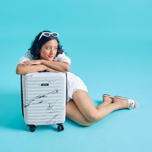 Image of Assembly Stark Hard Luggage 20 Inch (55 cm) Cabin Luggage Trolley, Polycarbonate Dual-Tone Design, TSA Lock, Silent 8 Spinner Wheels, Hard Shell Travel Cabin Marble