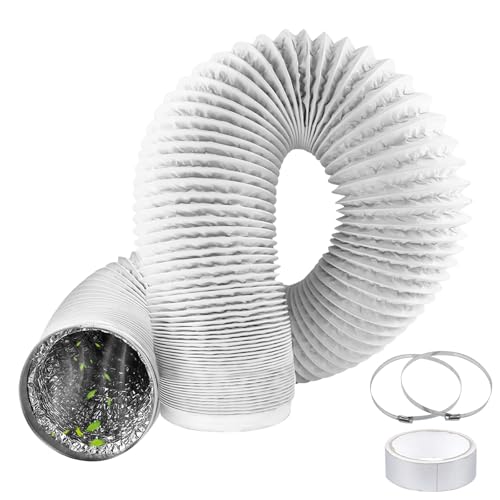 GOEDCH Tuyau D'échappement: Ø150 mm x 3 m Tuyau Flexible en Aluminium, Tuyau Télescopique en Aluminium Platine Épaissi Ventilation pour Sèche-linge, Climatiseurs, Hottes Aspirantes