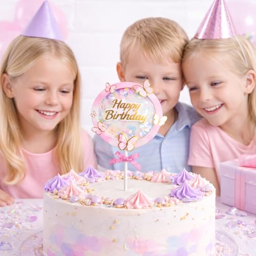 Image of Rozi Decoration Butterfly Cake Topper - 1 Pcs Pastel Theme Party Accessory | Butterfly cake topper - 1 piece - stick - pastel theme - kids birthday